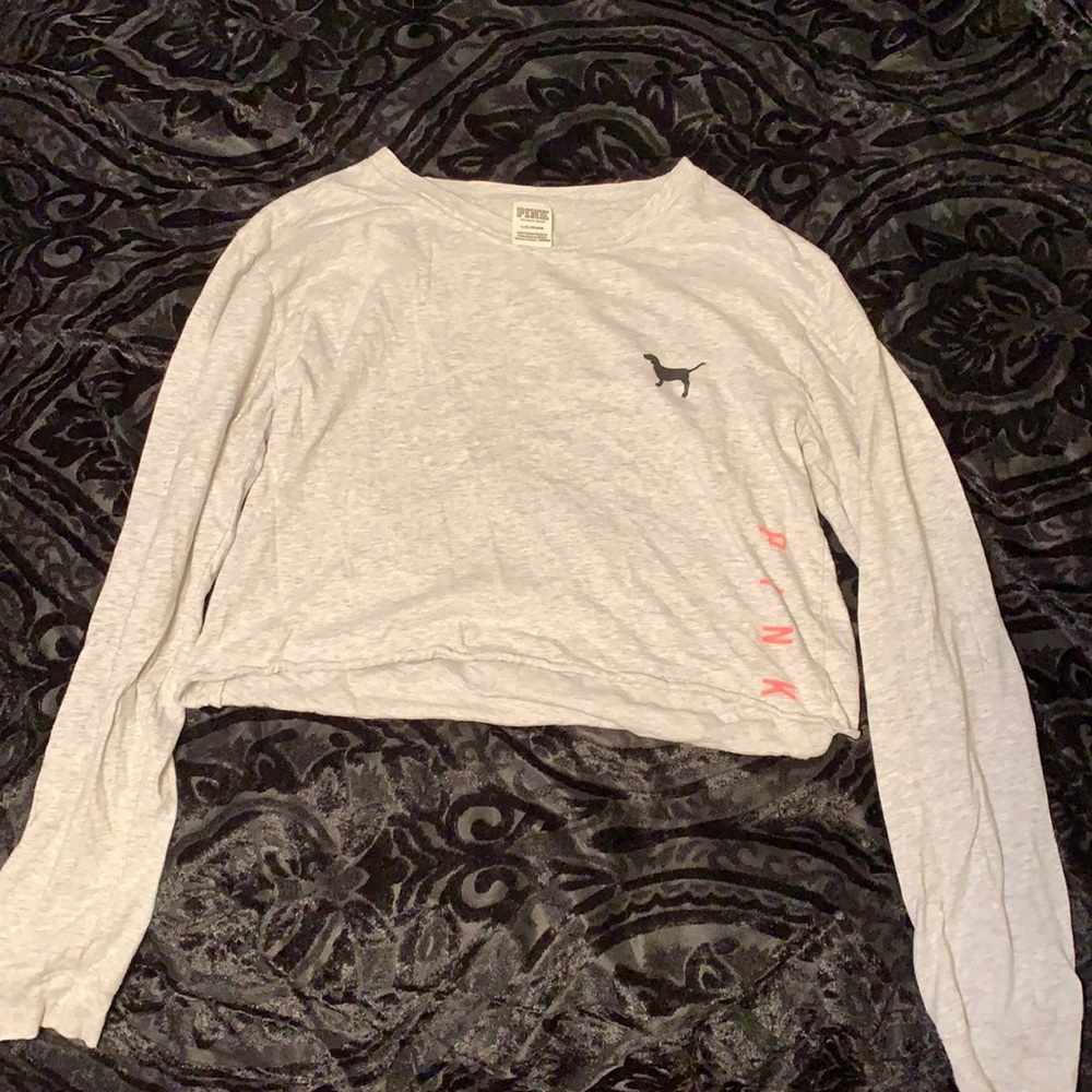Long sleeve Pink Victoria’s Secret crop top